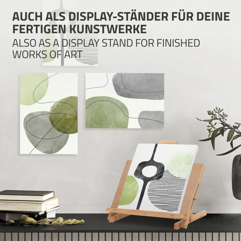 Tischstaffelei verstellbar mit H-Rahmen 44x34x36-60 cm Natur aus Holz