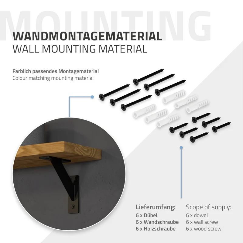 Wandkonsole Regalhalterung 2er Set 120 x 120 mm Schwarz aus Aluminium ML-Design