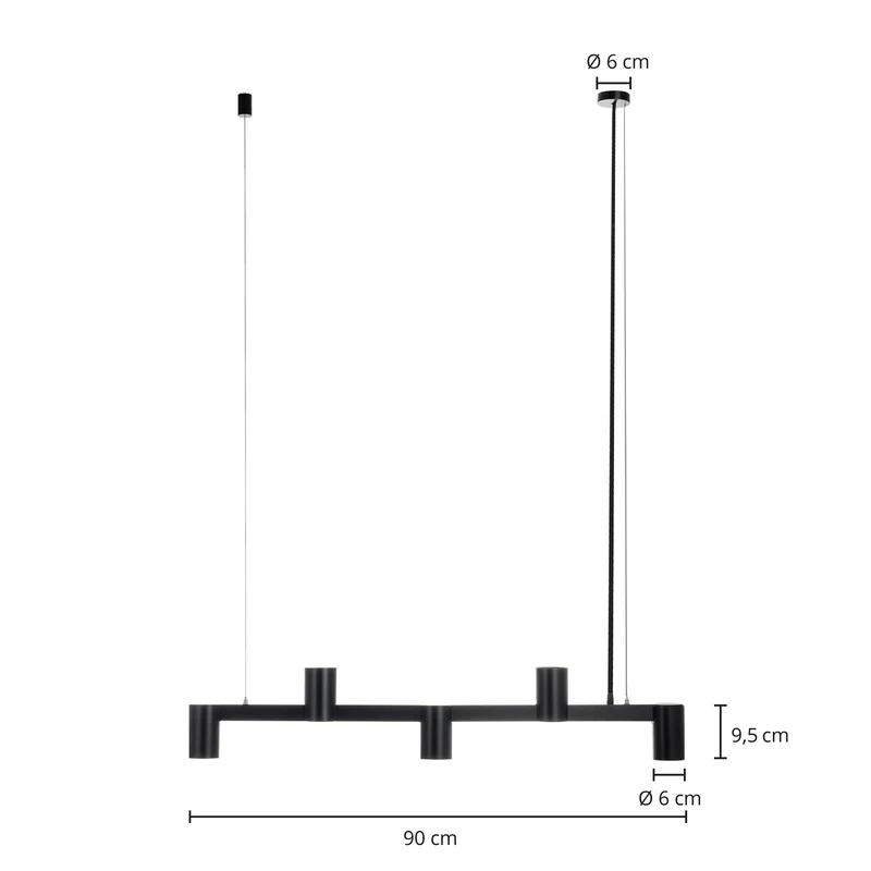 B-Ware Arcchio Hängeleuchte Pendelleuchte Brinja schwarz 120 cm 5 flg GU10293