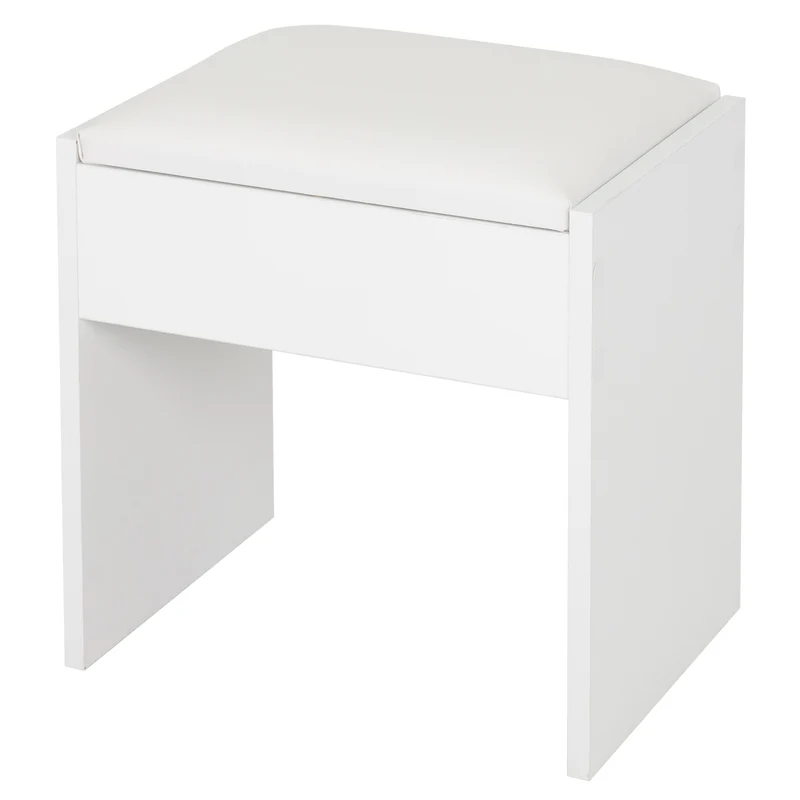 Schminktisch Frisiertisch 75x40x135 cm in Weiß/Natur mit Spiegel, Schublade & Hocker ML-Design
