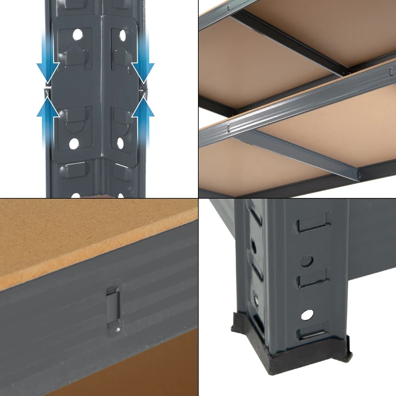 Werkstattregale 180x160x60 cm Anthrazit aus pulverbeschichtetes Metall und MDF Holzfaserplatte bis 700 kg