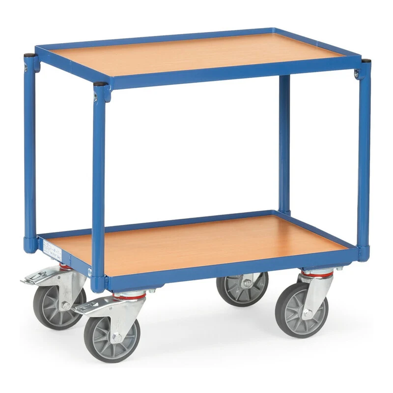 B-Ware Fetra Etagenroller 2 Etagen Holz Plattformwagen Transportwagen blau 250kg