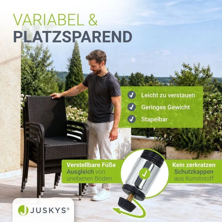 B-Ware Polyrattan Gartenstuhl Outdoor Stuhl Yoro stapelbar mit Stahlrahmen 2er Set