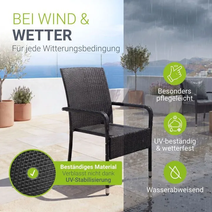 B-Ware Polyrattan Gartenstuhl Outdoor Stuhl Yoro stapelbar mit Stahlrahmen 2er Set