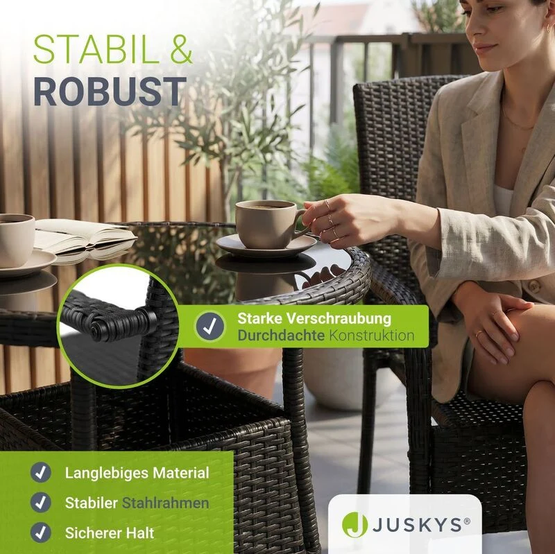 B-Ware Polyrattan Gartenstuhl Outdoor Stuhl Yoro stapelbar mit Stahlrahmen 2er Set