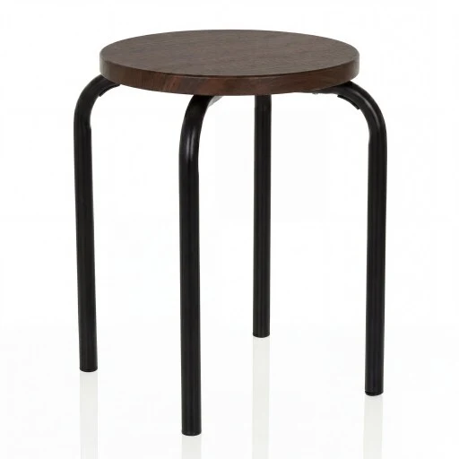 B-Ware Taboret Möbel schwarz nussbaum 46cm Höhe Sitzhocker Holzstuhl Beistelltisch
