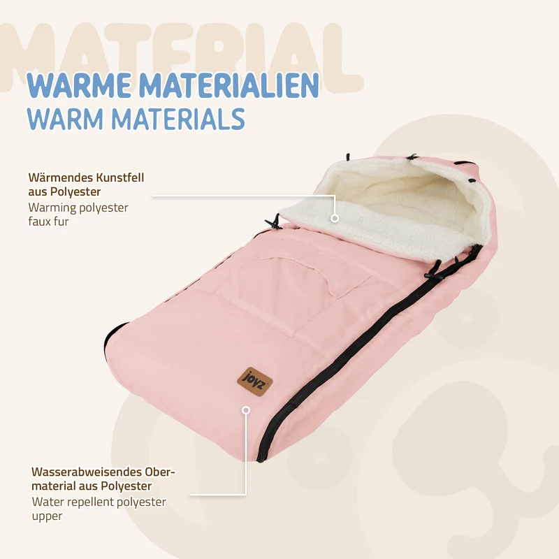 Babyfußsack 94x48x10 cm Rosa aus Polyester Joyz