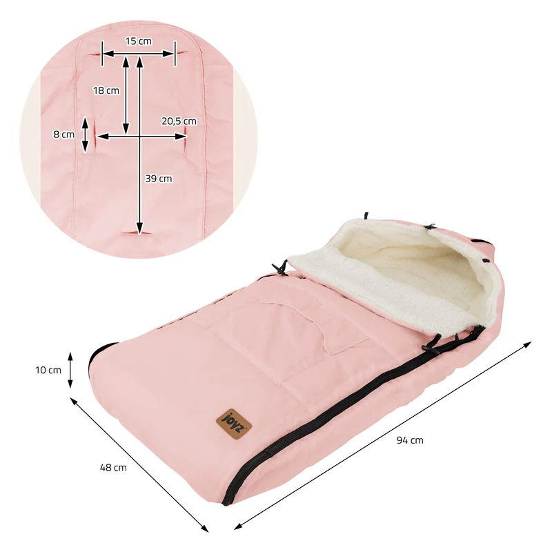 Babyfußsack 94x48x10 cm Rosa aus Polyester Joyz