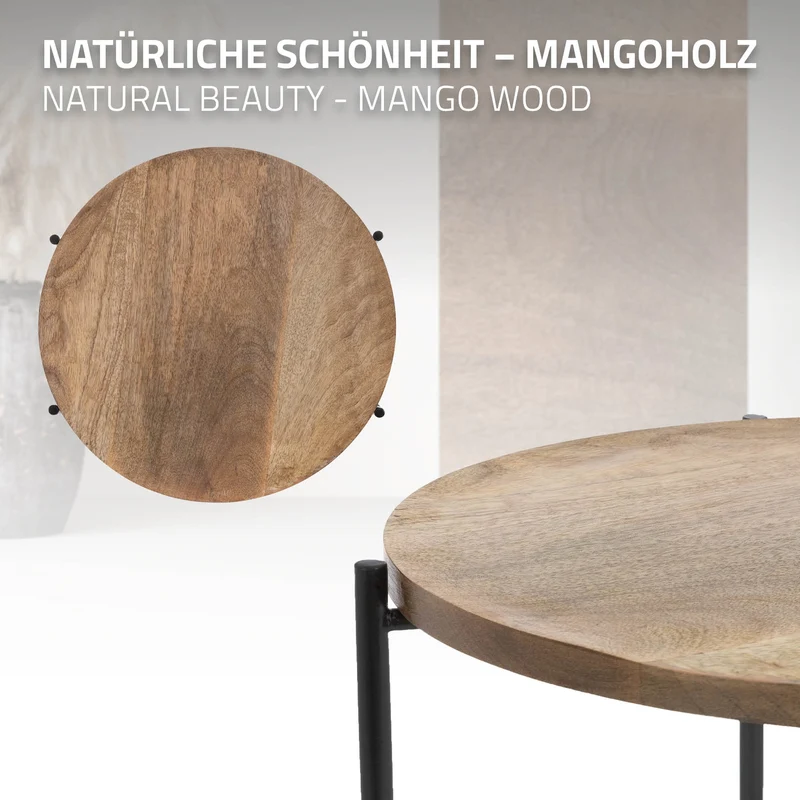 Beistelltisch Ø 33x46 cm Schwarz/Braun aus Metall und Holz