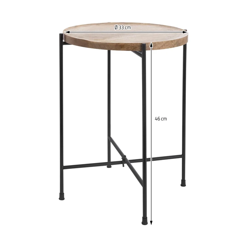 Beistelltisch Ø 33x46 cm Schwarz/Braun aus Metall und Holz
