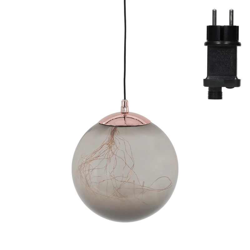 LED Weihnachtskugel mit warmweißen LEDs Ø 25 cm Grau aus Glas