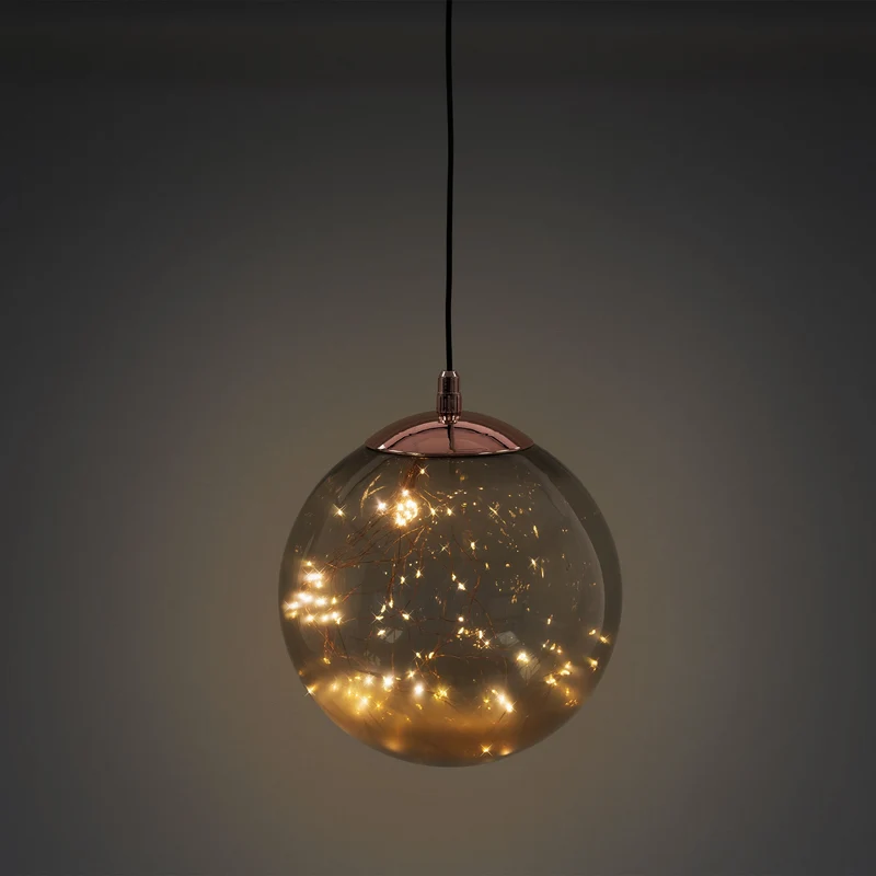 LED Weihnachtskugel mit warmweißen LEDs Ø 25 cm Grau aus Glas