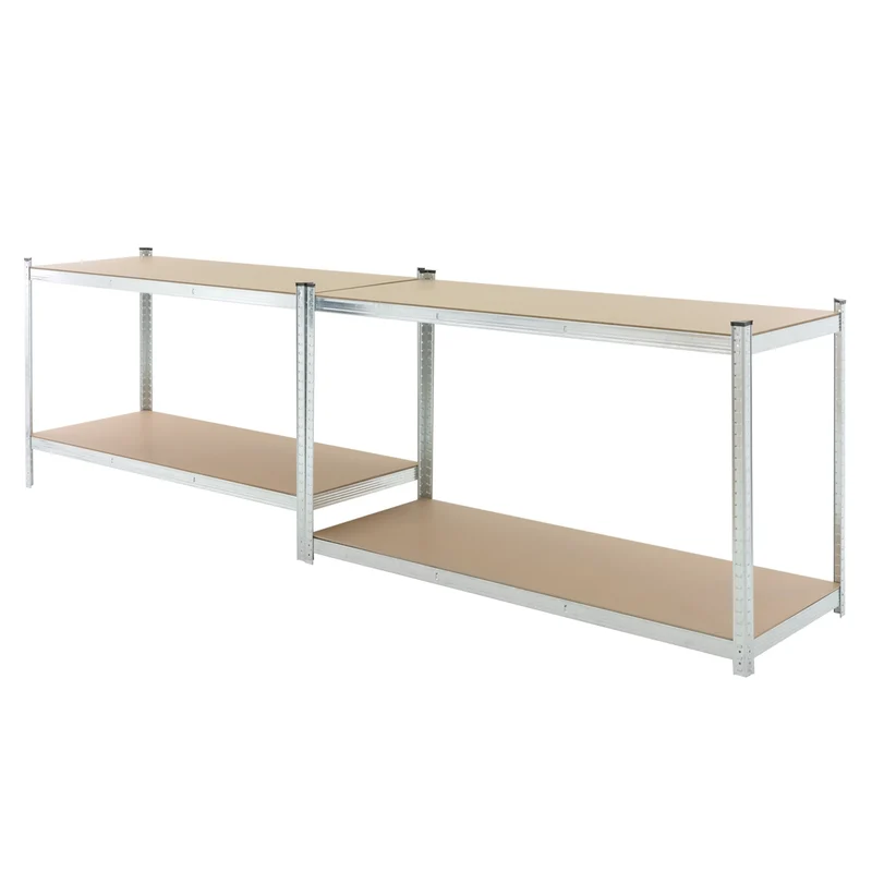 Werkstattregal Silber 180x160x60 cm aus verzinktem Metall und MDF Holzfaserplatte bis 1000 kg