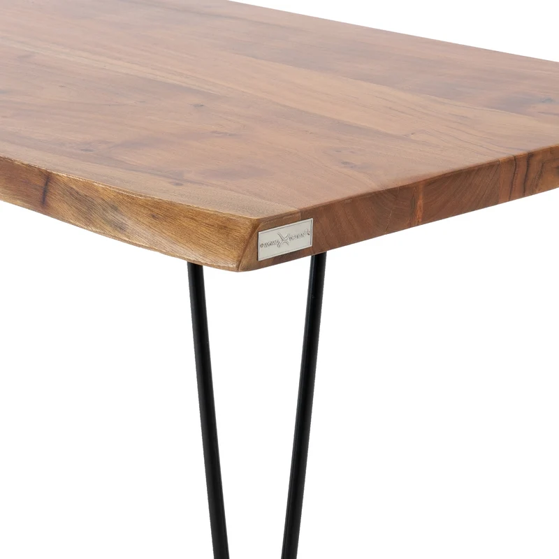 Couchtisch rechteckig 110x60x39 cm Schwarz aus Akazienholz und Stahl WOMO-Design