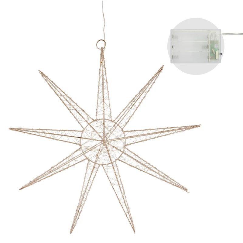 LED Weihnachtsstern 50 cm Gold aus Metall mit warmweißen LEDs