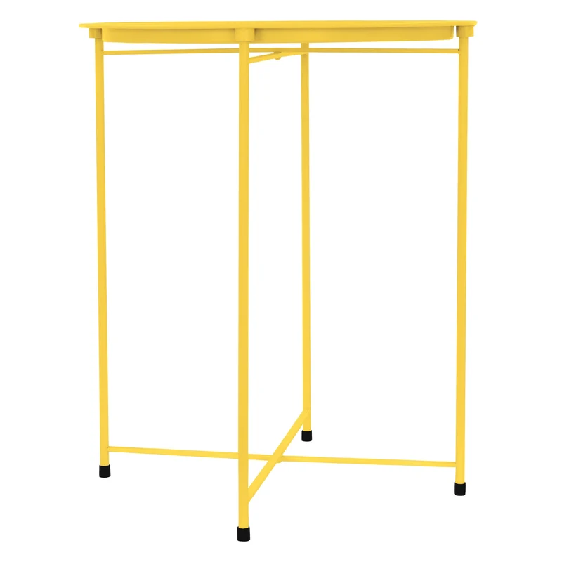 Beistelltisch rund Ø 46x51 cm Gelb aus Metall mit Tablett ML-Design