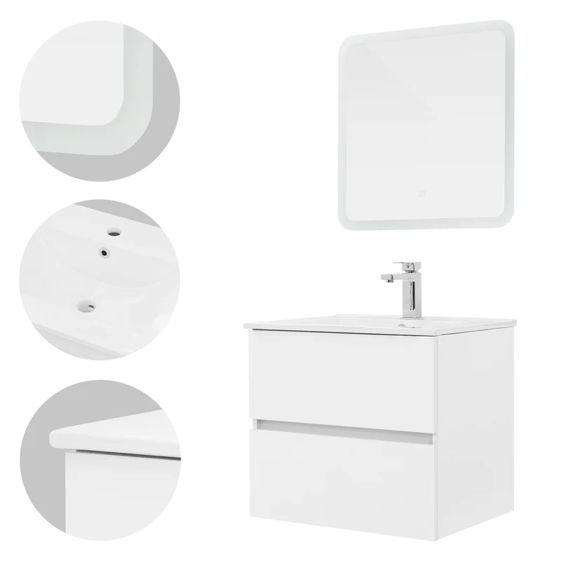 Badmöbel Set 3-Teilig Weiß aus MDF ML-Design