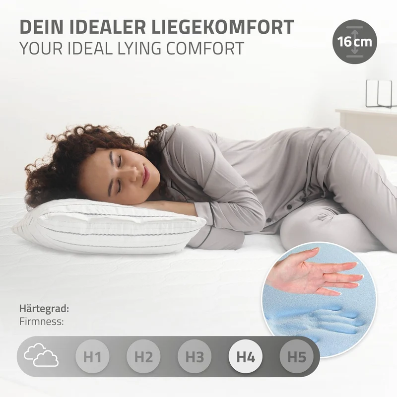 Bettgestell Einzelbett 90x200cm aus Metall in Schwarz mit Lattenrost & Matratze H-16cm ML-Design