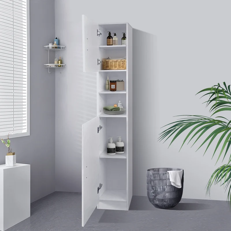 Badmöbel Badezimmermöbel Set 4-Teilig Spiegelschrank Hochschrank Unterschrank Waschmaschinenschrank in Weiß ML-Design