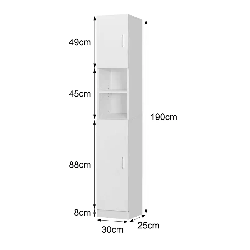 Badmöbel Badezimmermöbel Set 4-Teilig Spiegelschrank Hochschrank Unterschrank Waschmaschinenschrank in Weiß ML-Design