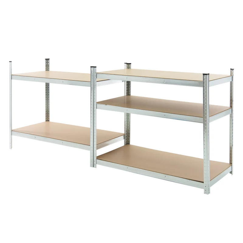 Werkstattregal 200x120x60 cm Silber aus MDF Holzfaserplatte und Metall belastbar bis 875 kg