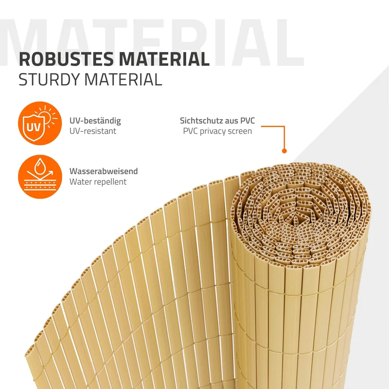 Sichtschutzmatte 160x600 cm Sichtschutzzaun Windschutz Balkonschutz PVC Bambus UV-beständig