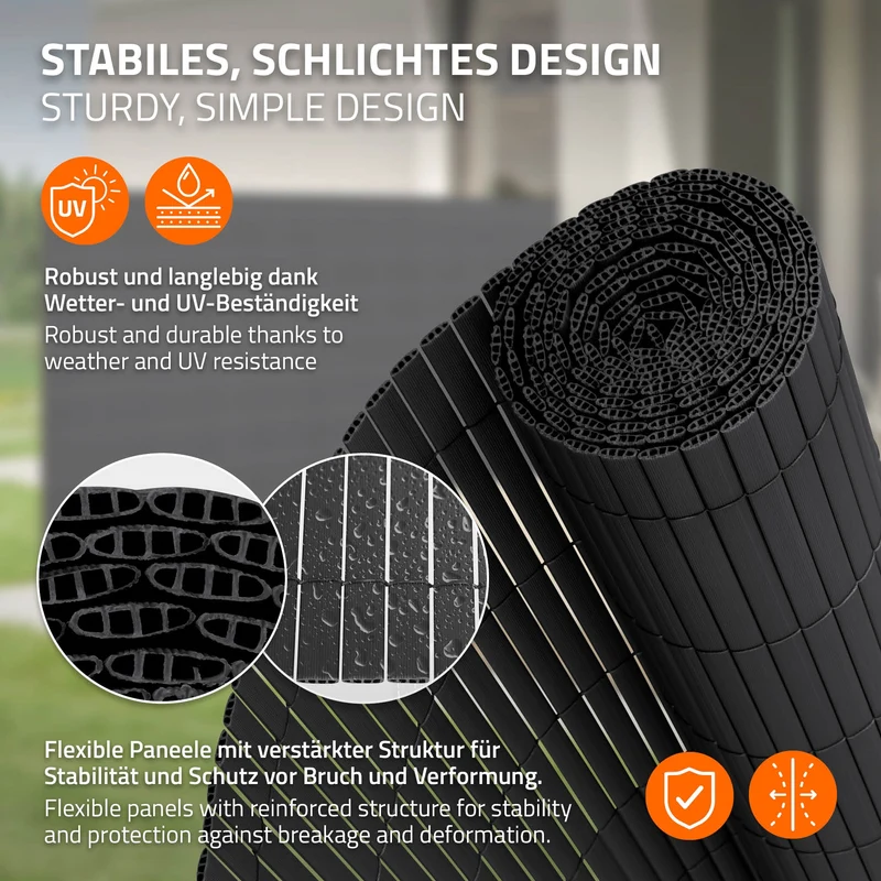 Sichtschutzmatte 120x800 cm Sichtschutzzaun Windschutz Balkonschutz PVC Anthrazit UV-beständig