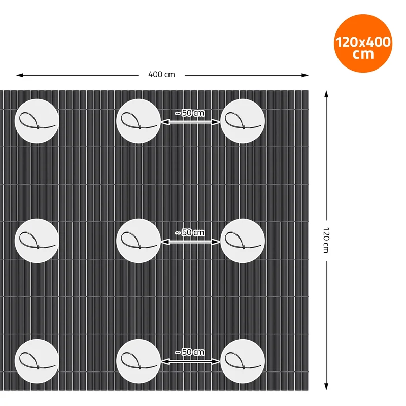 Sichtschutzmatte 120x800 cm Sichtschutzzaun Windschutz Balkonschutz PVC Anthrazit UV-beständig