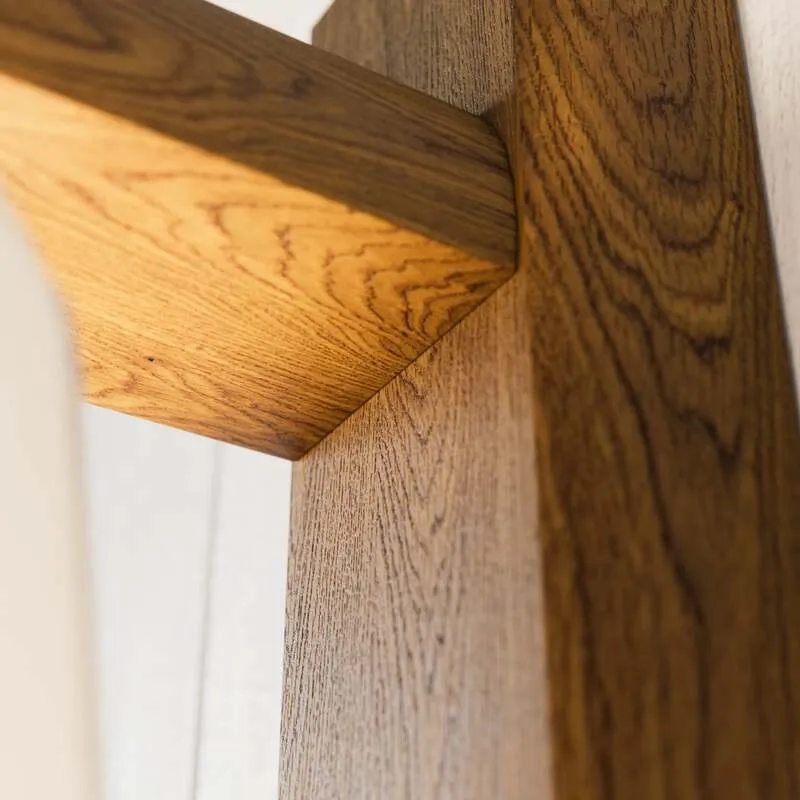 B-Ware Lamkur Wandleuchte Sweden LED Wandlampe Holzgestell dimmbar nussbaum weiß