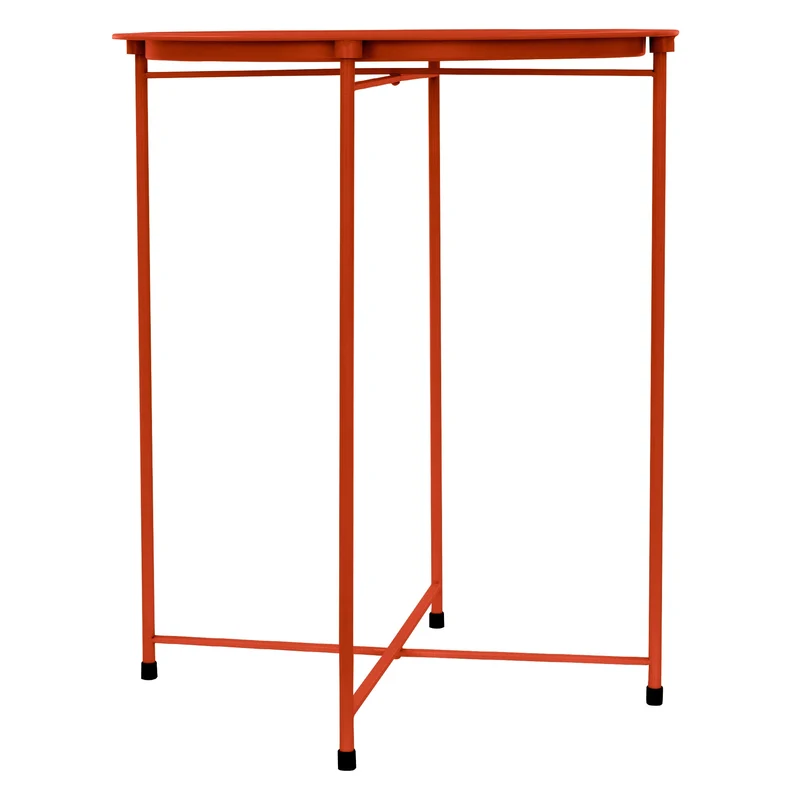 Beistelltisch rund Ø 43x52 cm Rot aus Metall mit Tablett ML-Design