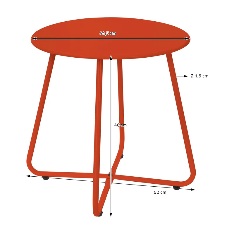 Beistelltisch 52x46 cm Rot aus Metall ML-Design