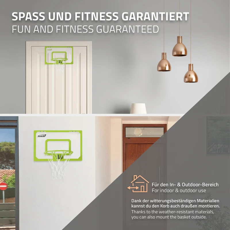 Basketballkorb Set mit 3 Bällen 45,5x30,5 cm Grün aus Nylon und Kunststoff