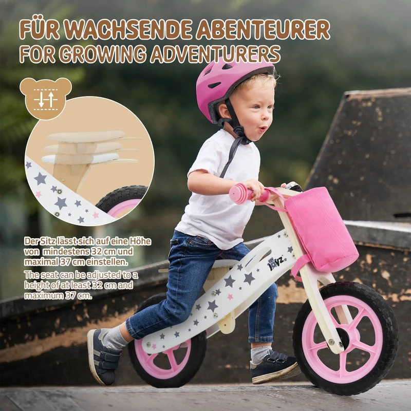 Laufrad für Kinder ab 2 Jahren 85x54 cm Pink aus Holz Joyz