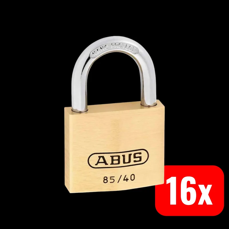 16x B-Ware ABUS Vorhangschloss Messingschloss Schloss 85 40 Lock Tag 2 Schlüssel 16 STÜCK