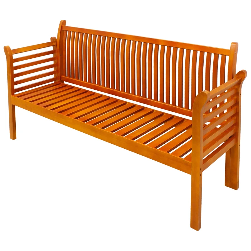 Gartenbank 3 Sitzer Braun 159x49.5x90.5 cm mit Grau Sitzkissen aus massives Kiefernholz und Polyester