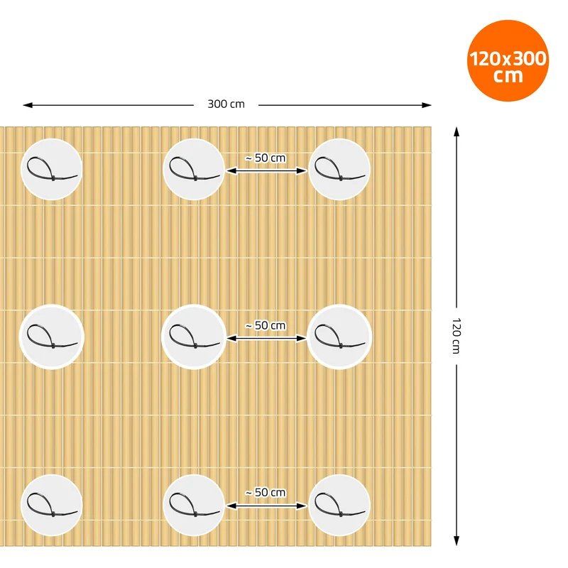 Sichtschutzmatte 120x700 cm Sichtschutzzaun Windschutz Balkonschutz PVC Bambus UV-beständig