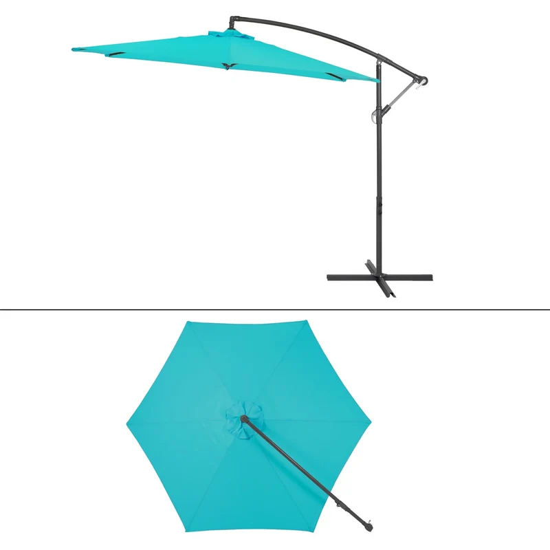 Sonnenschirm mit Kurbel Ø 300 cm Türkis aus Polyester