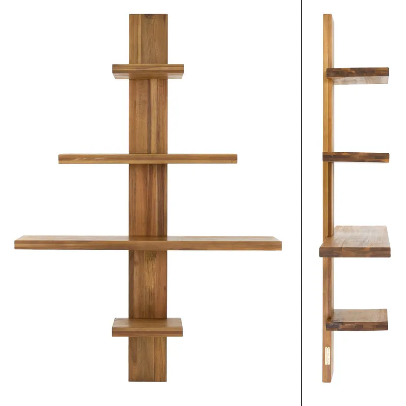 Wandregal mit 4 Ebenen 90x1335x25 cm Braun aus Akazienholz ML-Design