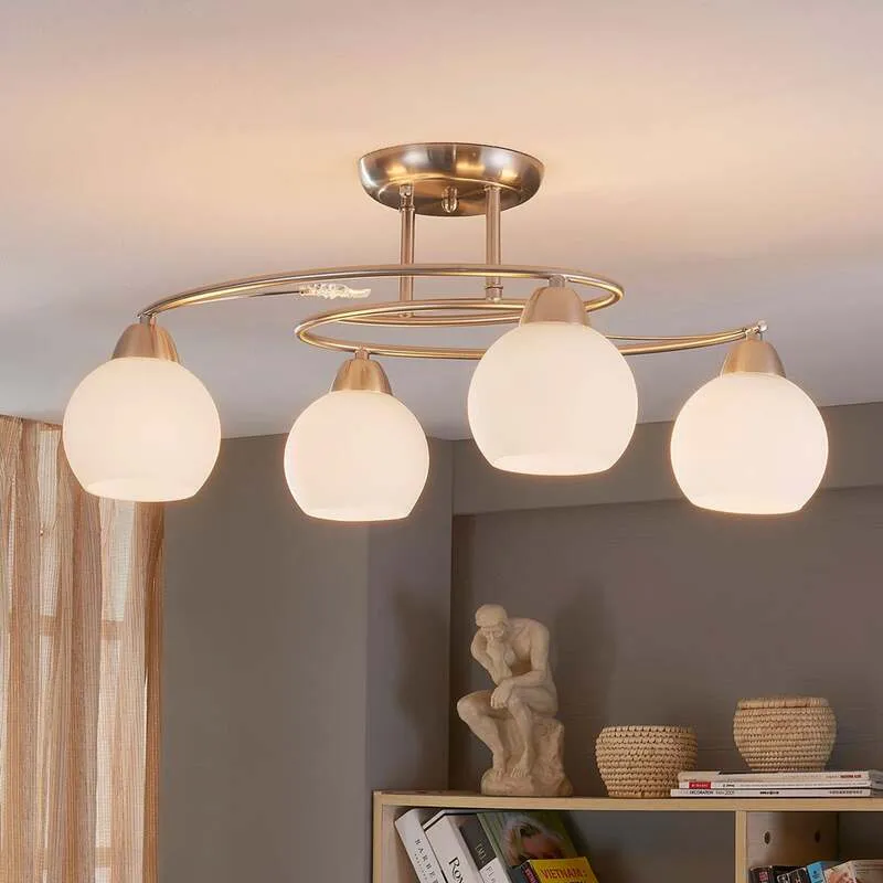 B-Ware Lindby Deckenleuchte Svean LED Lampe 4-flammig dimmbar weiß nickel 42,5cm