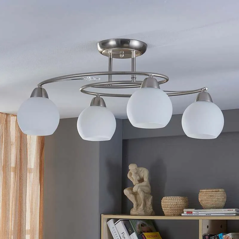 B-Ware Lindby Deckenleuchte Svean LED Lampe 4-flammig dimmbar weiß nickel 42,5cm