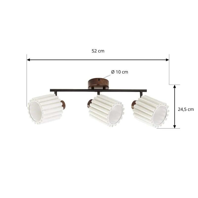 B-Ware Lindby Deckenstrahler Shiloh LED dimmbar 3-flammig Holz walnuss beige 52x24,5cm