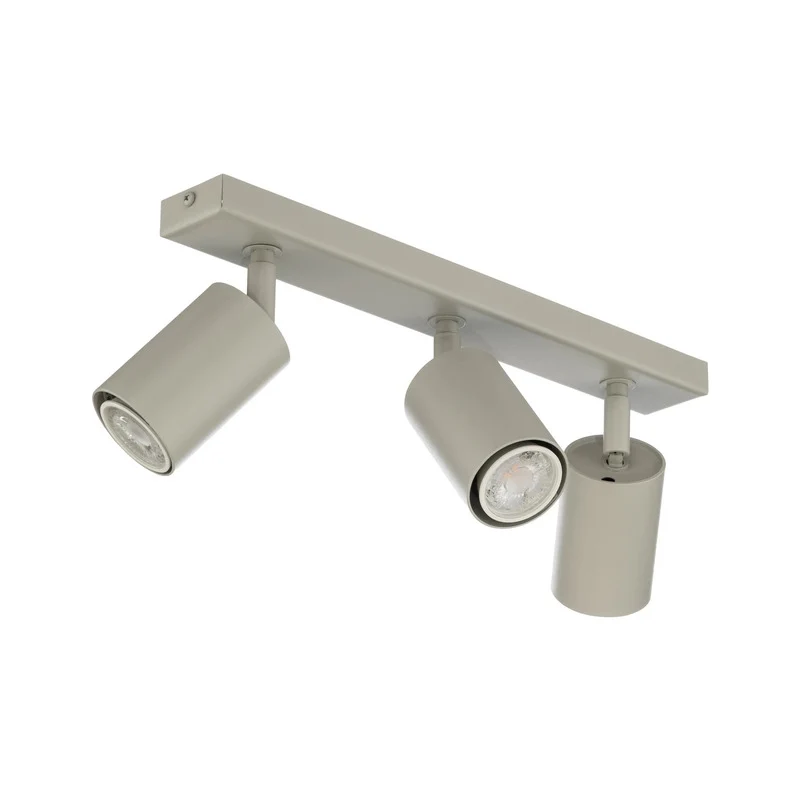 B-Ware Deckenstrahler Spot Zoom Lampe grau beige Stahl Deckenleuchte GU10 3-flg