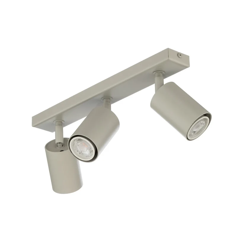 B-Ware Deckenstrahler Spot Zoom Lampe grau beige Stahl Deckenleuchte GU10 3-flg