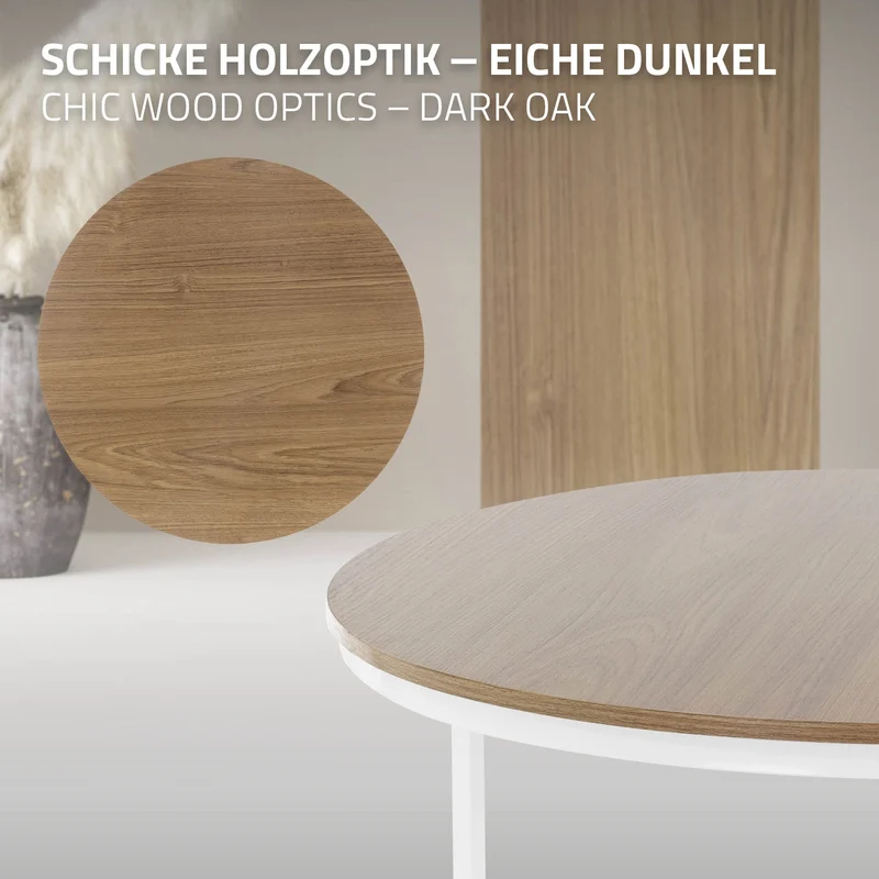 Couchtisch 2er Set Weiß Holzdekor mit Metallgestell ML-Design