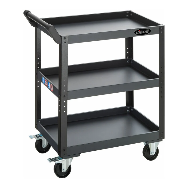 B-Ware Vigor Servicewagen V4758 Werkstattwagen Stahlblech 120kg Tragkraft 7-fach