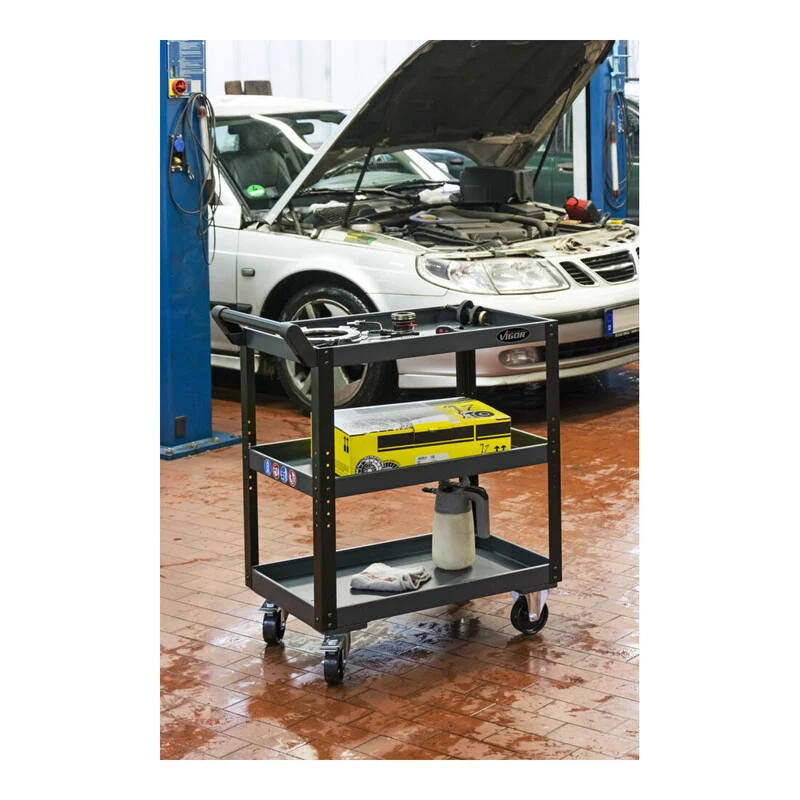 B-Ware Vigor Servicewagen V4758 Werkstattwagen Stahlblech 120kg Tragkraft 7-fach