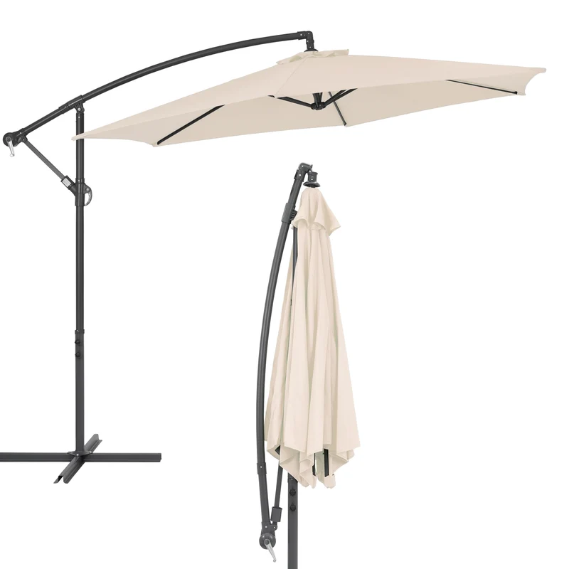 Sonnenschirm mit Kurbel Creme Ø 300 cm inkl. Abdeckung