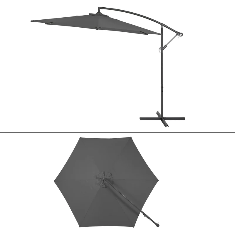 Sonnenschirm mit Kurbel anthrazit Ø 300 cm inkl. Abdeckung