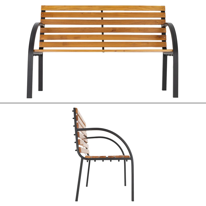 Gartenbank 2-Sitzer 122x84x58 cm Braun aus Metall von ML-Design