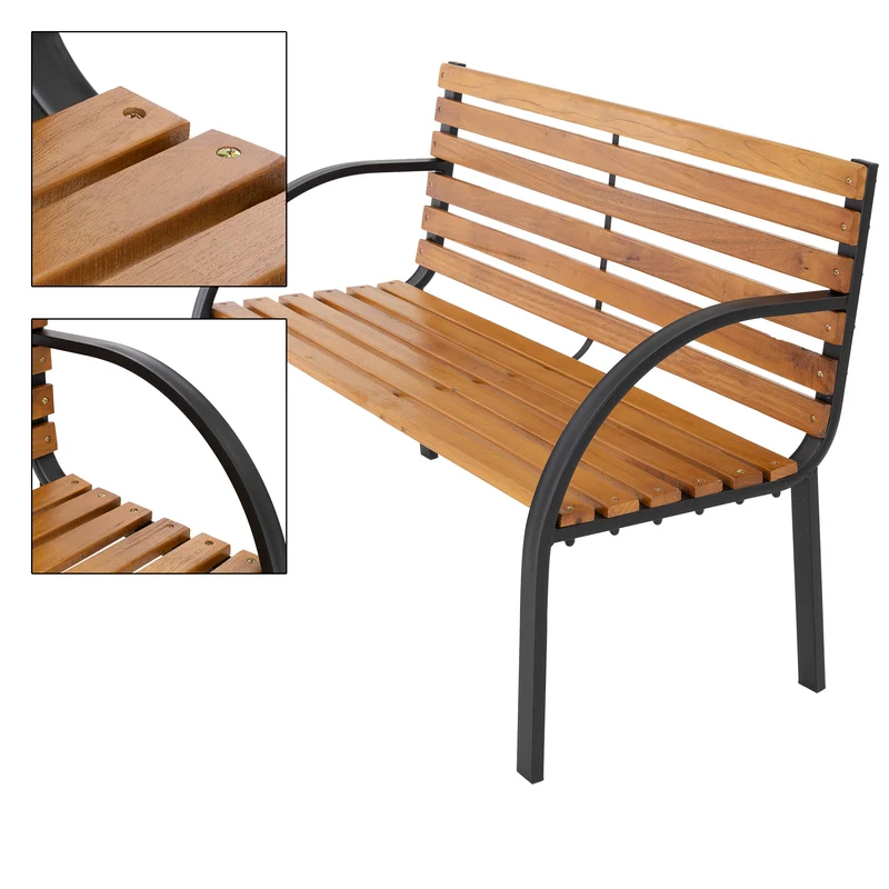 Gartenbank 2-Sitzer 122x84x58 cm Braun aus Metall von ML-Design